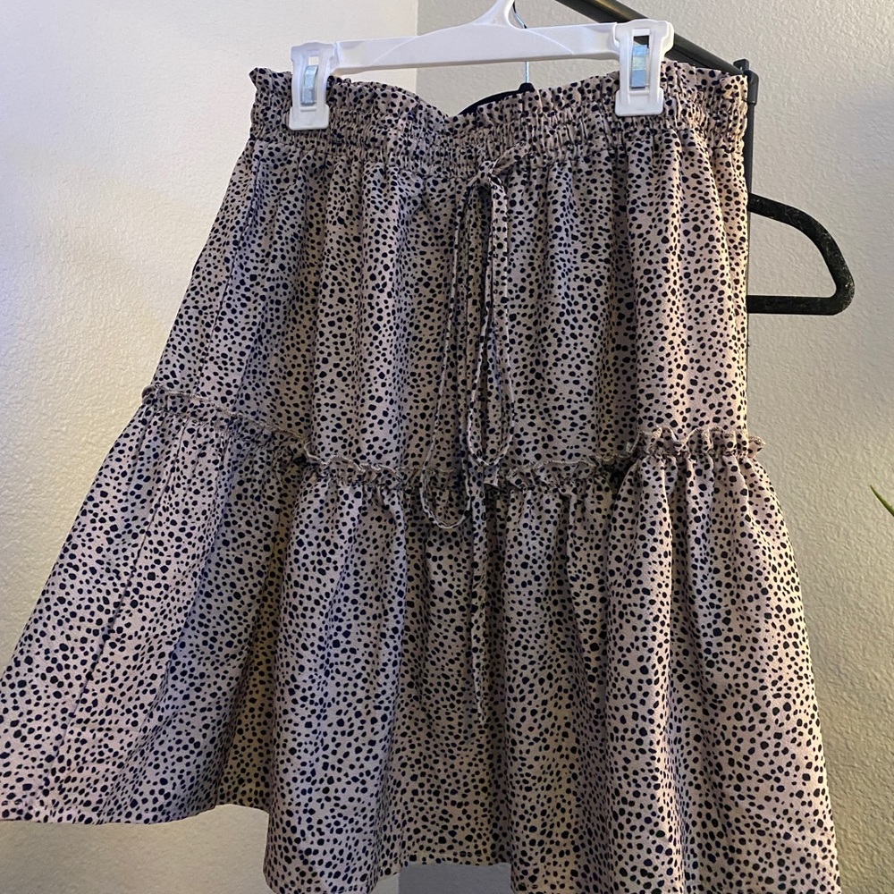 TRENDY dotted cheetah printed skirt with tie
